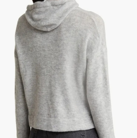 Topshop Cropped Top Sweater Grey Wool Blend Hooded Knit Women's SZ 8-10 Italy - Picture 2 of 16